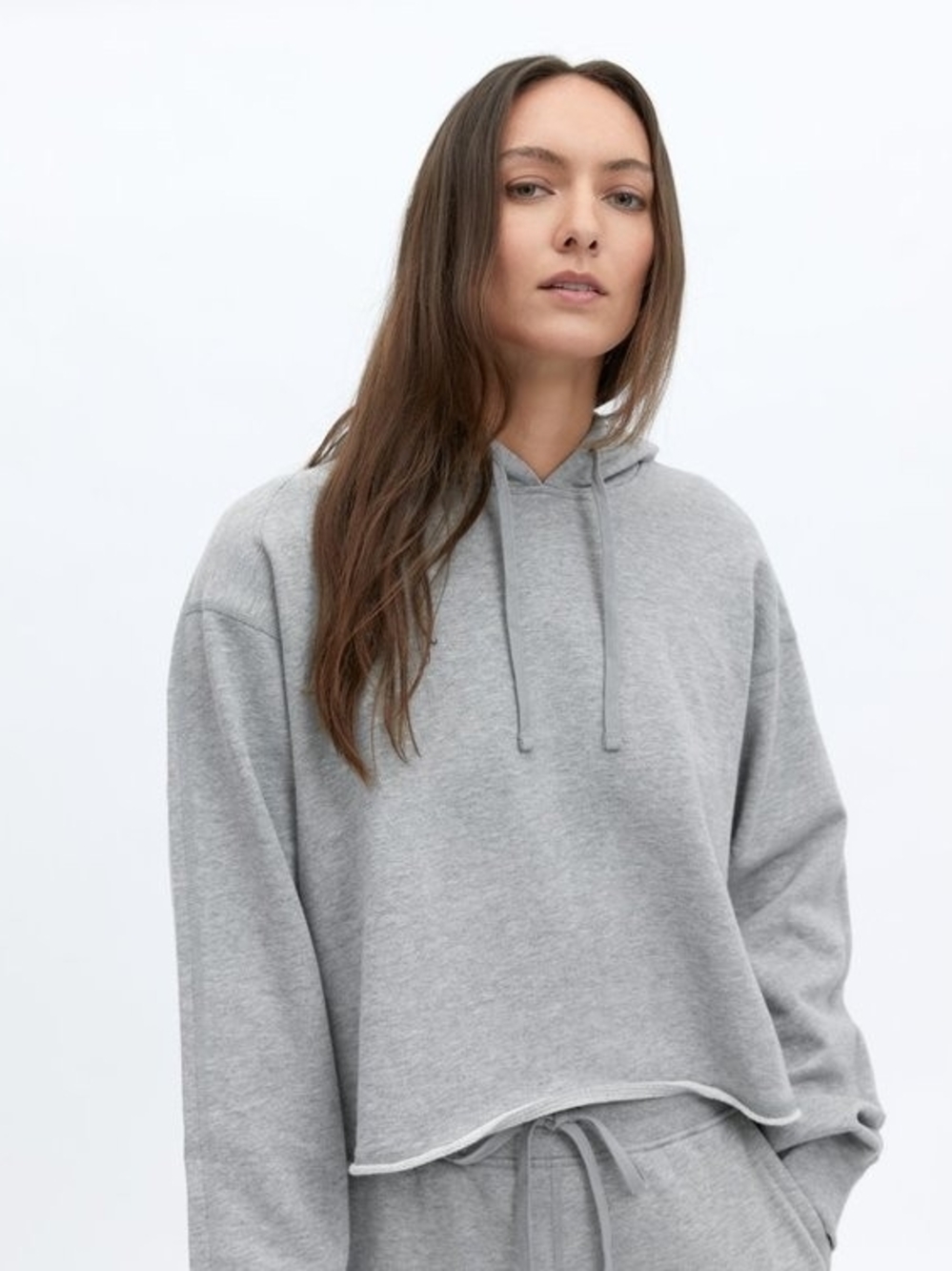 Reigning Champ Light Heather Gray Cropped Hoodie